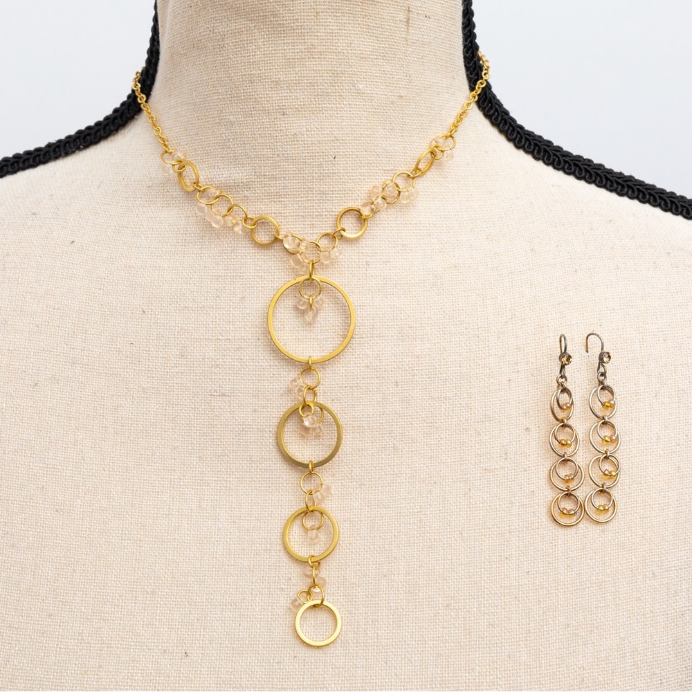 Statement choker necklace gold tone with matching drop earrings by Mixit